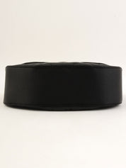 1990 Silk Satin Half Moon CC Turnlock Chain Shoulder Bag in Black