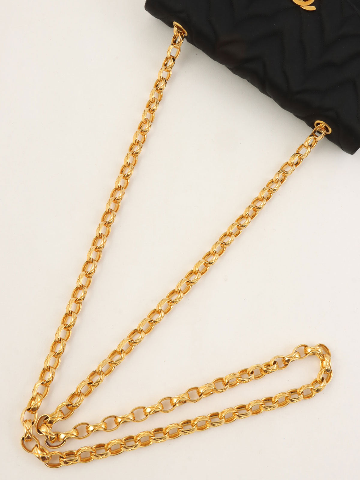 1990 Silk Satin Half Moon CC Turnlock Chain Shoulder Bag in Black