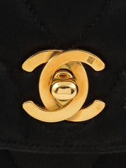 1990 Silk Satin Half Moon CC Turnlock Chain Shoulder Bag in Black