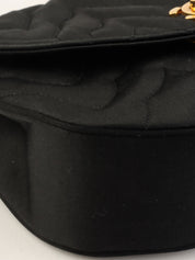 1990 Silk Satin Half Moon CC Turnlock Chain Shoulder Bag in Black