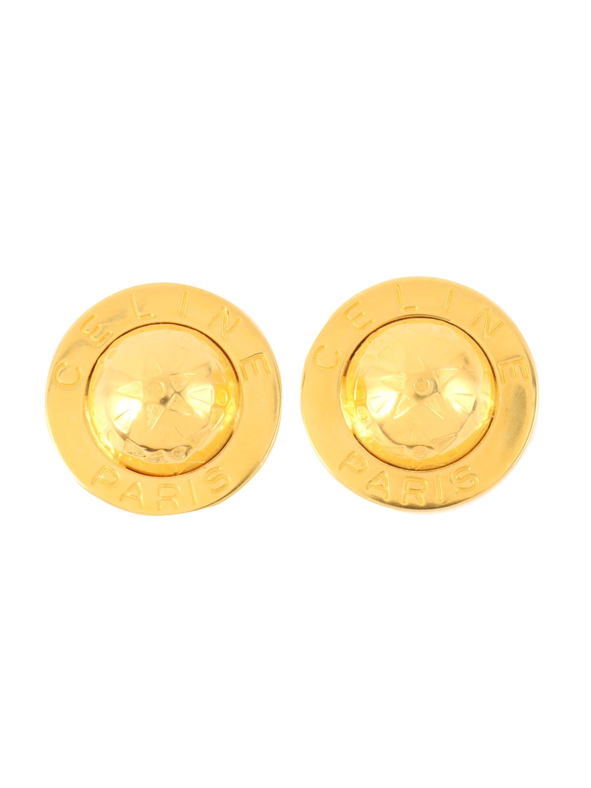 Round Star Motif Logo Earrings Gold