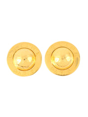 Round Star Motif Logo Earrings Gold
