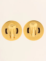 Round Star Motif Logo Earrings Gold