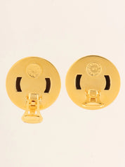 Round Star Motif Logo Earrings Gold