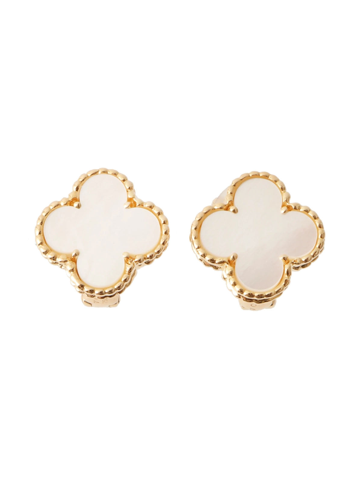 18K Vintage Alhambra Earrings in Gold and White