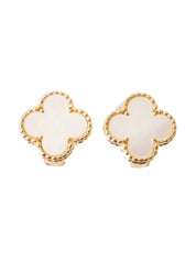 18K Vintage Alhambra Earrings in Gold and White