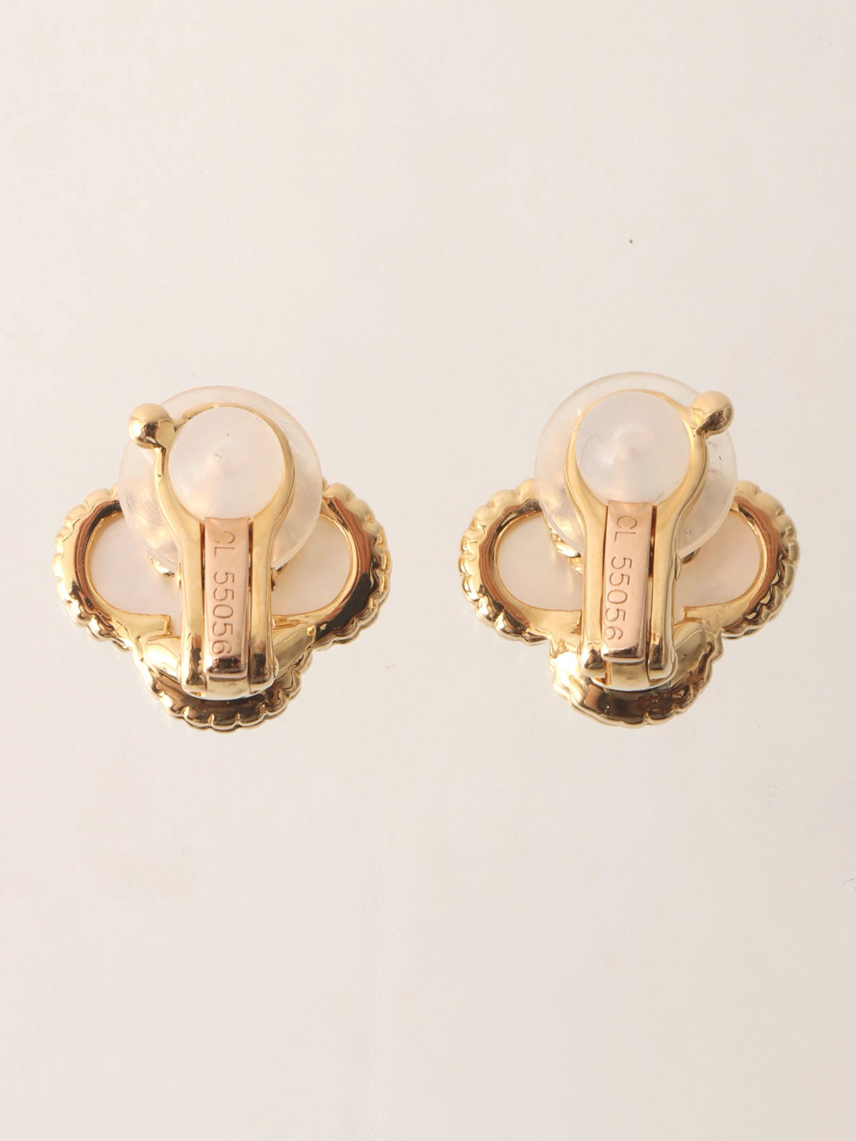 18K Vintage Alhambra Earrings in Gold and White