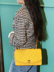 1992年頃製 コットンダイアナフラップチェーンバッグ25cm イエロー