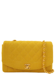 1992 Cotton Diana Flap Chain Bag, 25cm, Yellow