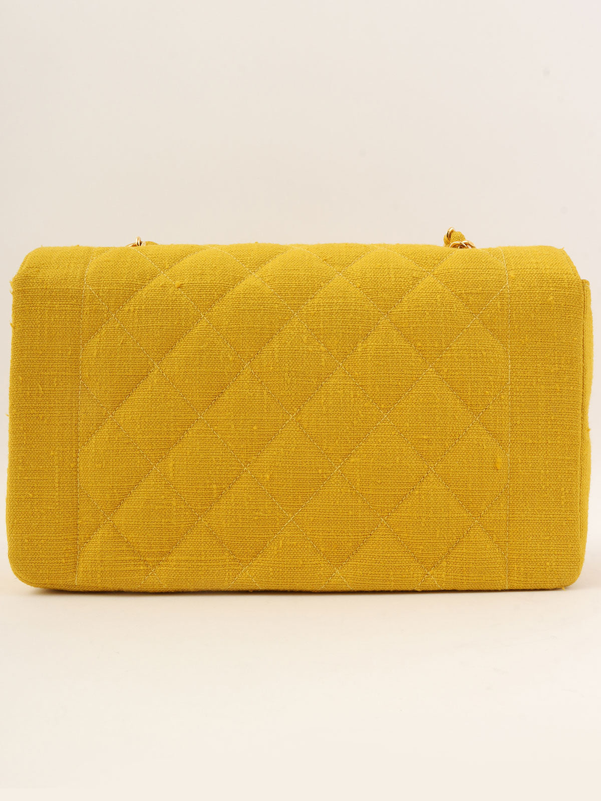 1992 Cotton Diana Flap Chain Bag, 25cm, Yellow