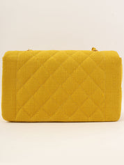 1992 Cotton Diana Flap Chain Bag, 25cm, Yellow