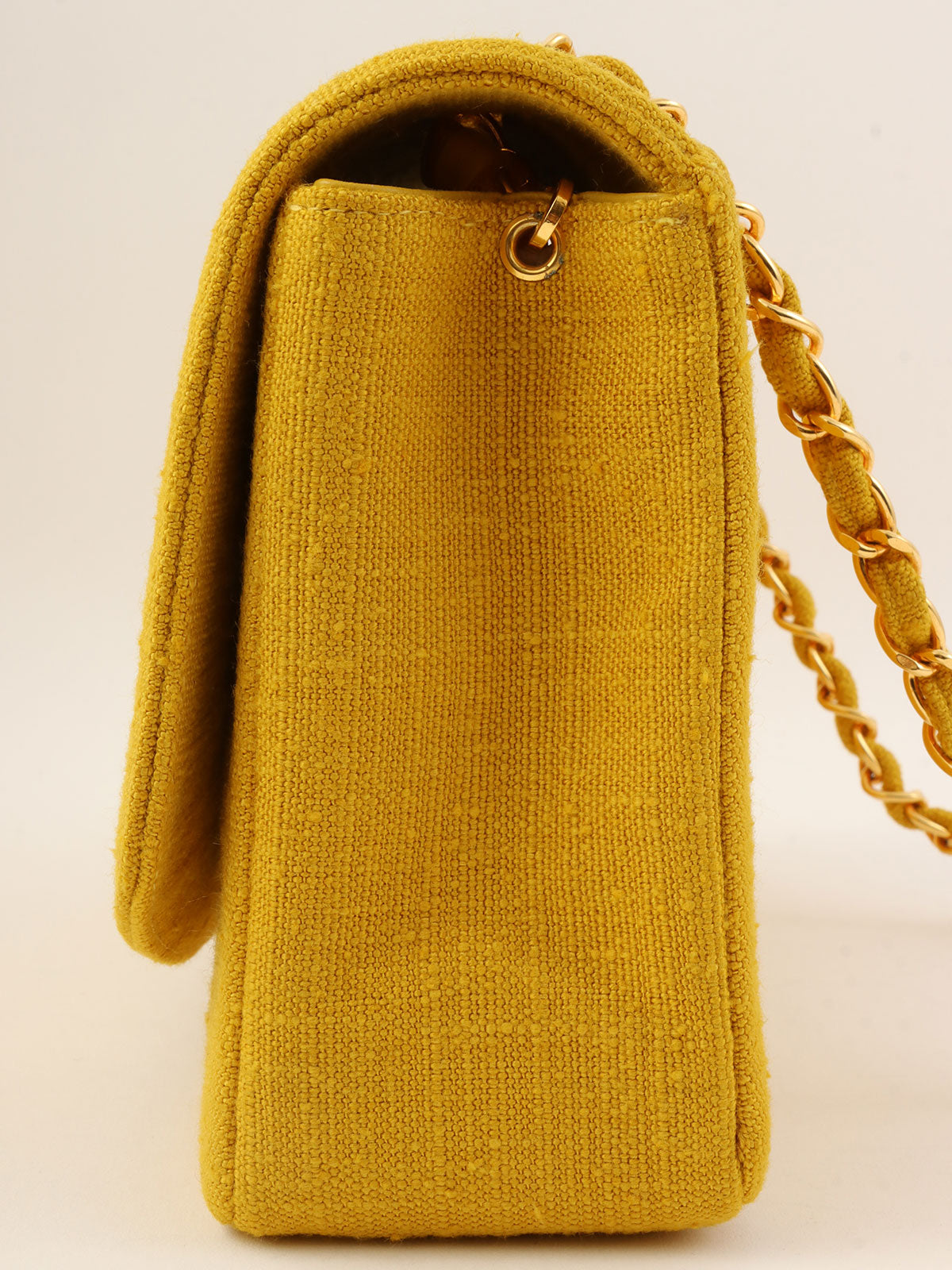 1992年頃製 コットンダイアナフラップチェーンバッグ25cm イエロー