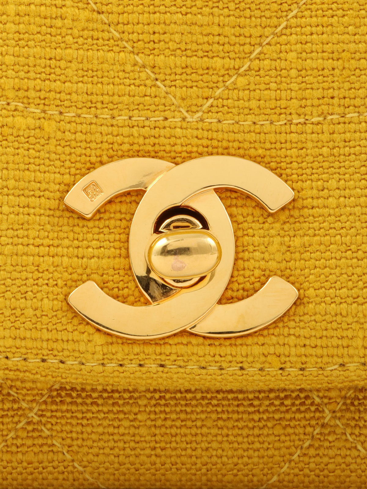 1992 Cotton Diana Flap Chain Bag, 25cm, Yellow