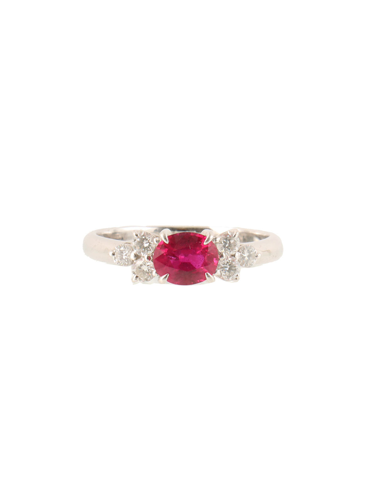 Platinum Ruby Diamond Ring in Silver/Pink