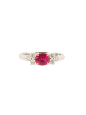 Platinum Ruby Diamond Ring in Silver/Pink