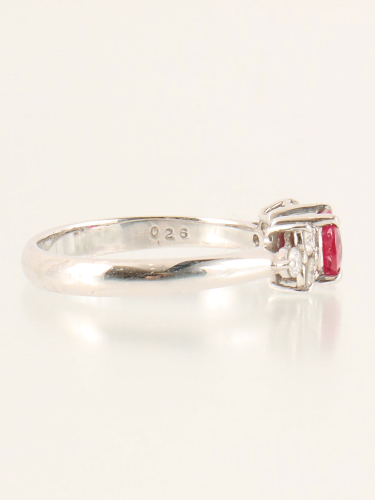 Platinum Ruby Diamond Ring in Silver/Pink