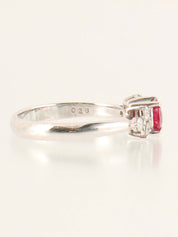 Platinum Ruby Diamond Ring in Silver/Pink