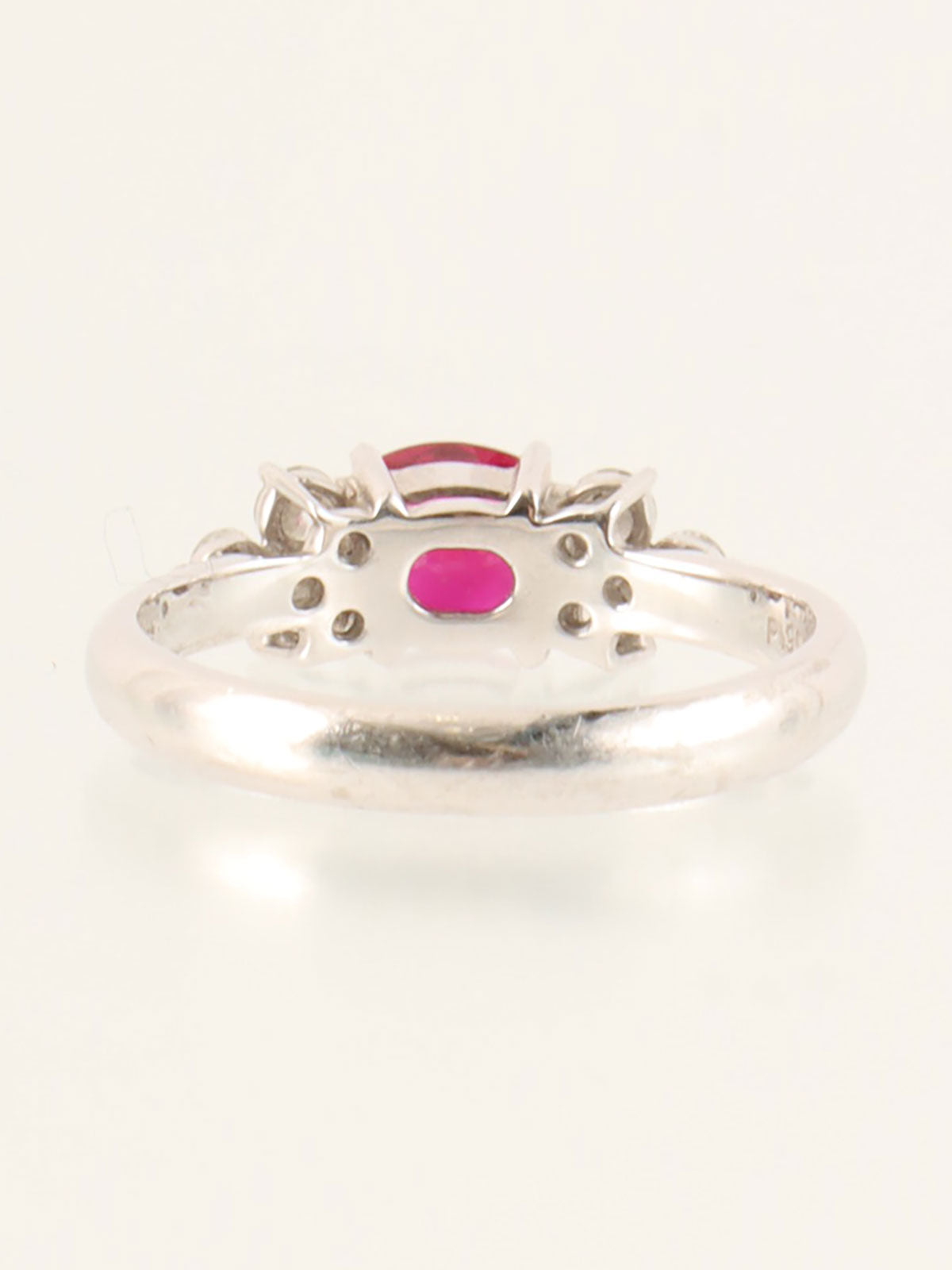 Platinum Ruby Diamond Ring in Silver/Pink
