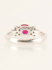 Platinum Ruby Diamond Ring in Silver/Pink