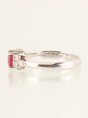 Platinum Ruby Diamond Ring in Silver/Pink