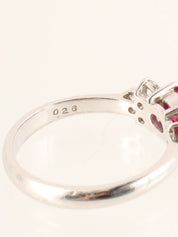 Platinum Ruby Diamond Ring in Silver/Pink