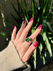 プラチナトルマリンダイヤモンドリング シルバー/グリーン