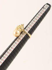 18Kダイヤモンドパールフラワーモチーフリング ゴールド