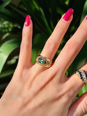 18Kトルマリンダイヤモンドデザインリング ゴールド/グリーン