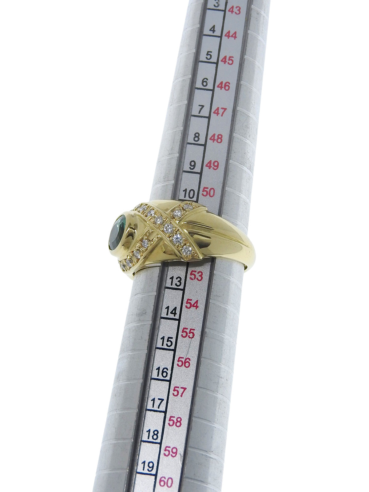 18Kトルマリンダイヤモンドデザインリング ゴールド/グリーン