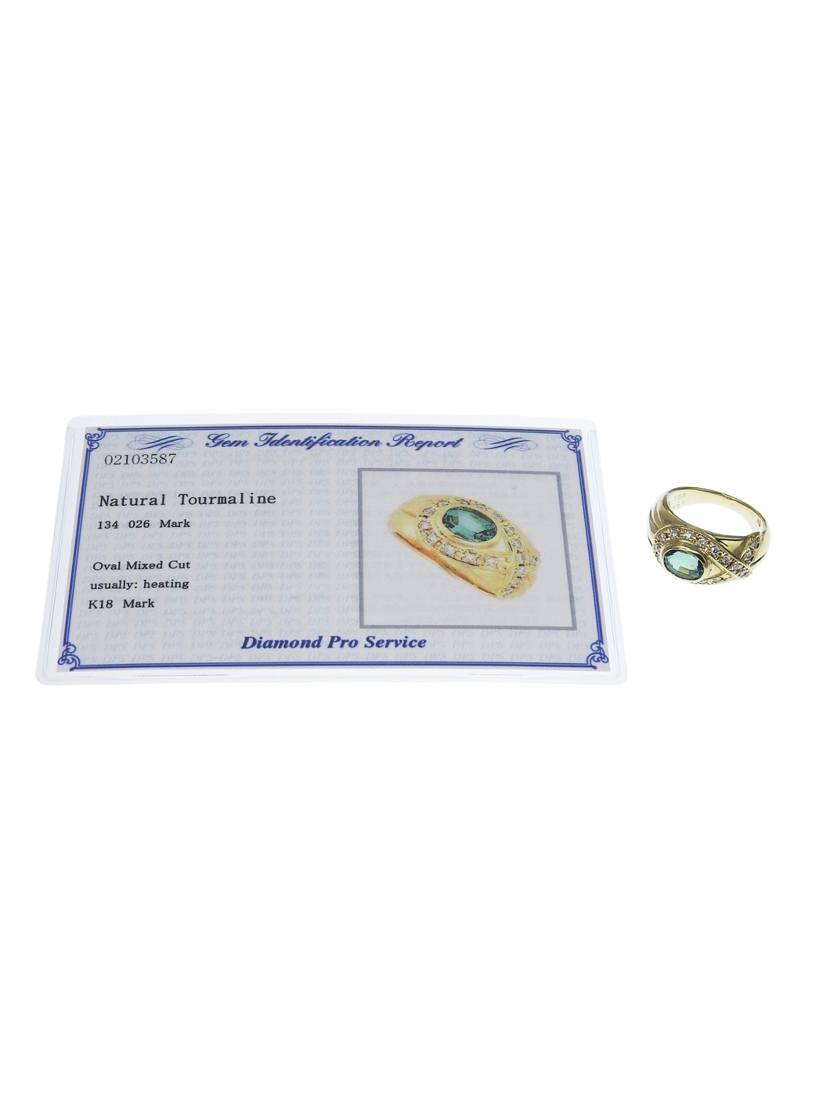 18Kトルマリンダイヤモンドデザインリング ゴールド/グリーン