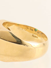 18Kプラチナエメラルドダイヤモンドスクエアデザインリング ゴールド/グリーン