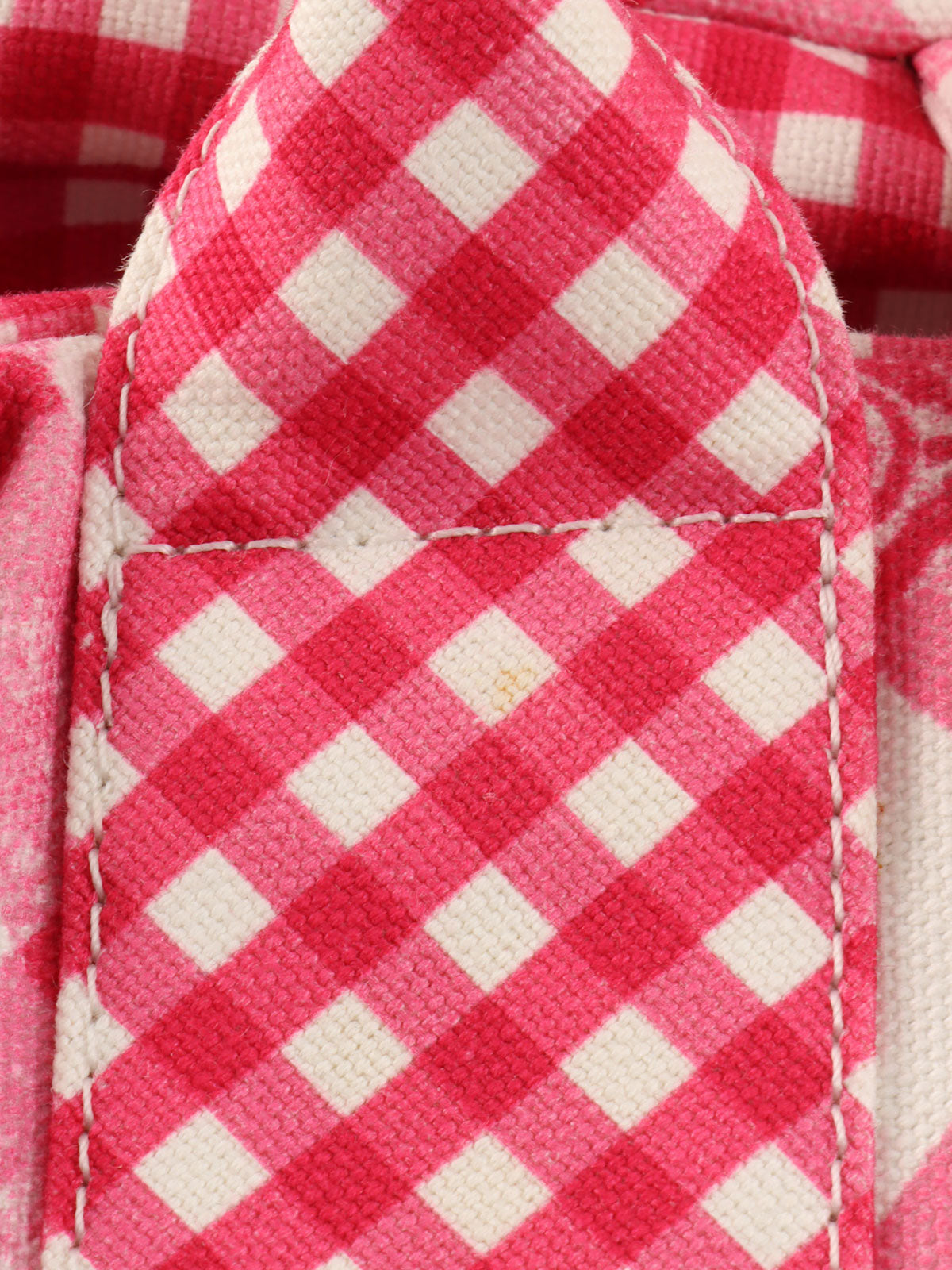 2010 Canvas Gingham Check Circle CC Mark Handbag in Pink/White