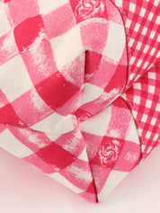 2010 Canvas Gingham Check Circle CC Mark Handbag in Pink/White