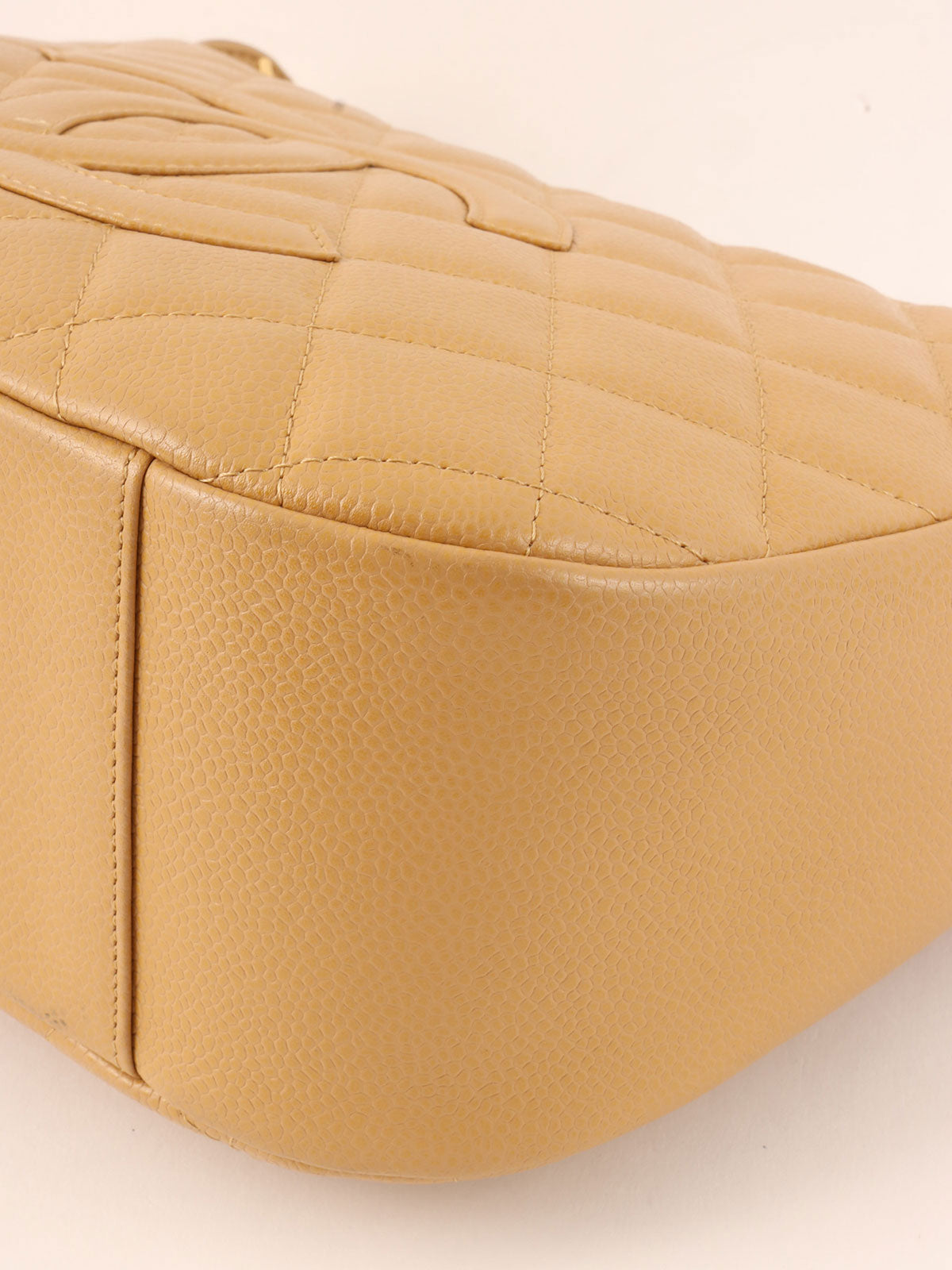 2003 Caviar Skin CC Mark Stitch Shoulder Bag, Beige