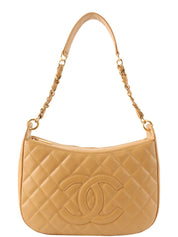 2003 Caviar Skin CC Mark Stitch Shoulder Bag, Beige