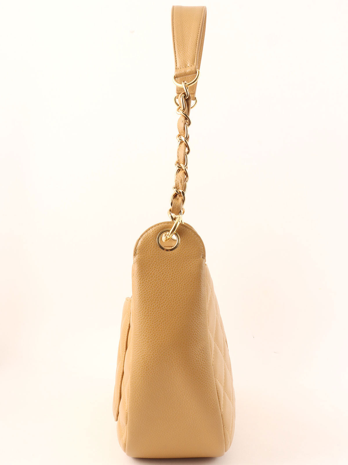 2003 Caviar Skin CC Mark Stitch Shoulder Bag, Beige