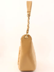 2003 Caviar Skin CC Mark Stitch Shoulder Bag, Beige