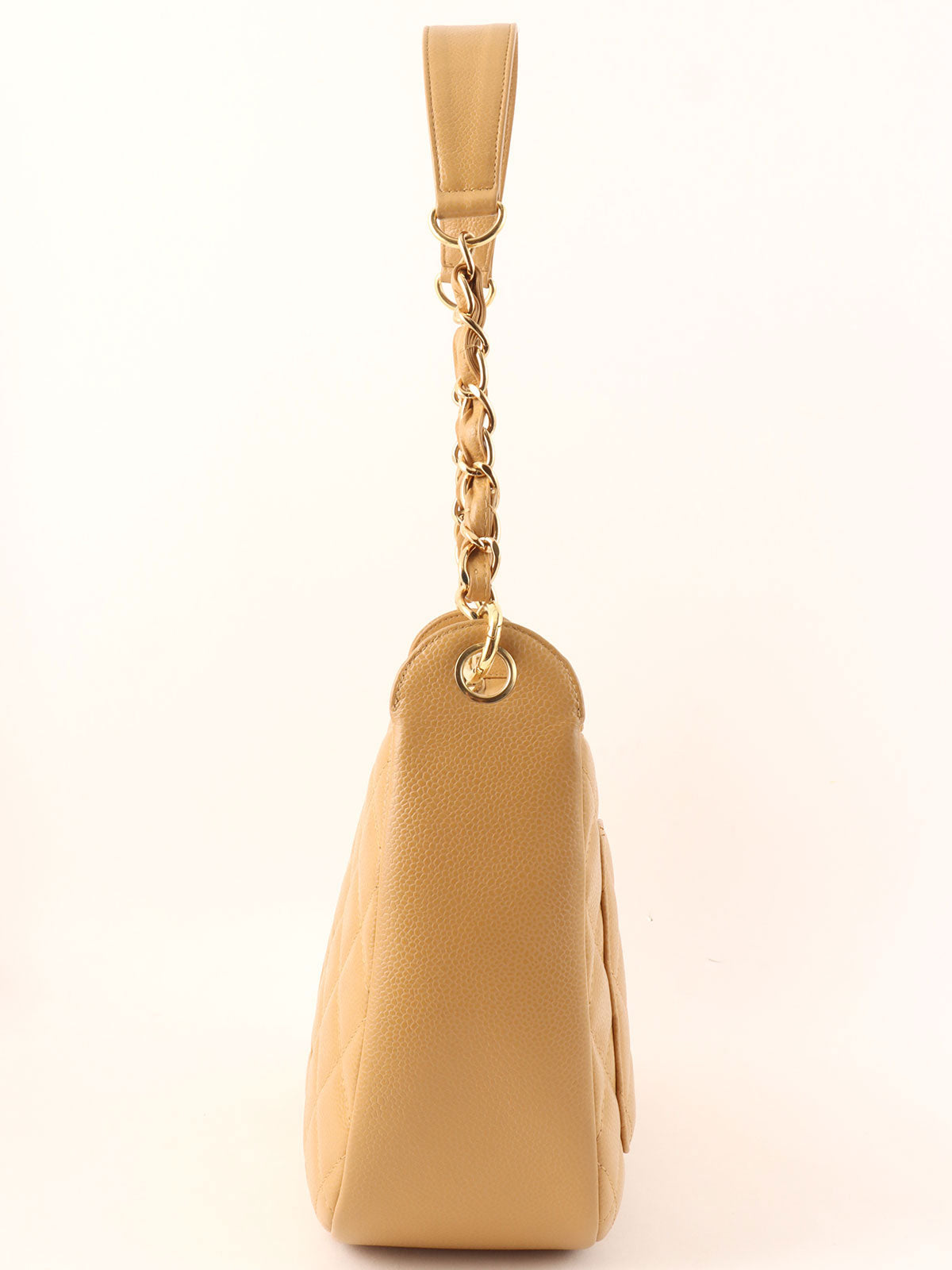 2003 Caviar Skin CC Mark Stitch Shoulder Bag, Beige