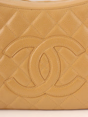 2003 Caviar Skin CC Mark Stitch Shoulder Bag, Beige