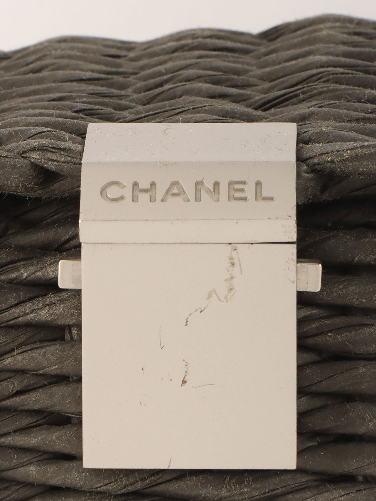 1998 Straw Logo Plate Handbag Gray/Beige