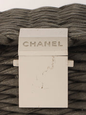 1998 Straw Logo Plate Handbag Gray/Beige