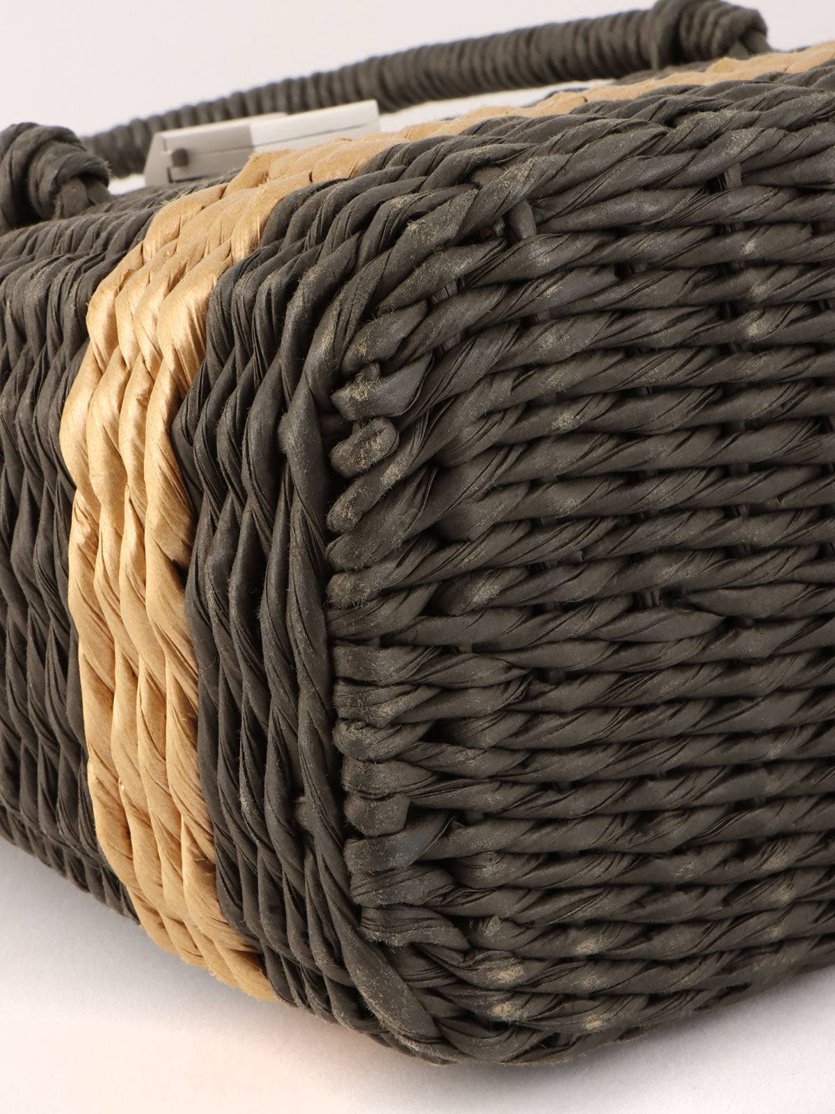 1998 Straw Logo Plate Handbag Gray/Beige