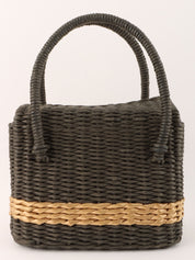 1998 Straw Logo Plate Handbag Gray/Beige