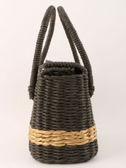 1998 Straw Logo Plate Handbag Gray/Beige