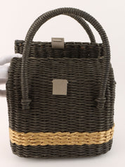 1998 Straw Logo Plate Handbag Gray/Beige