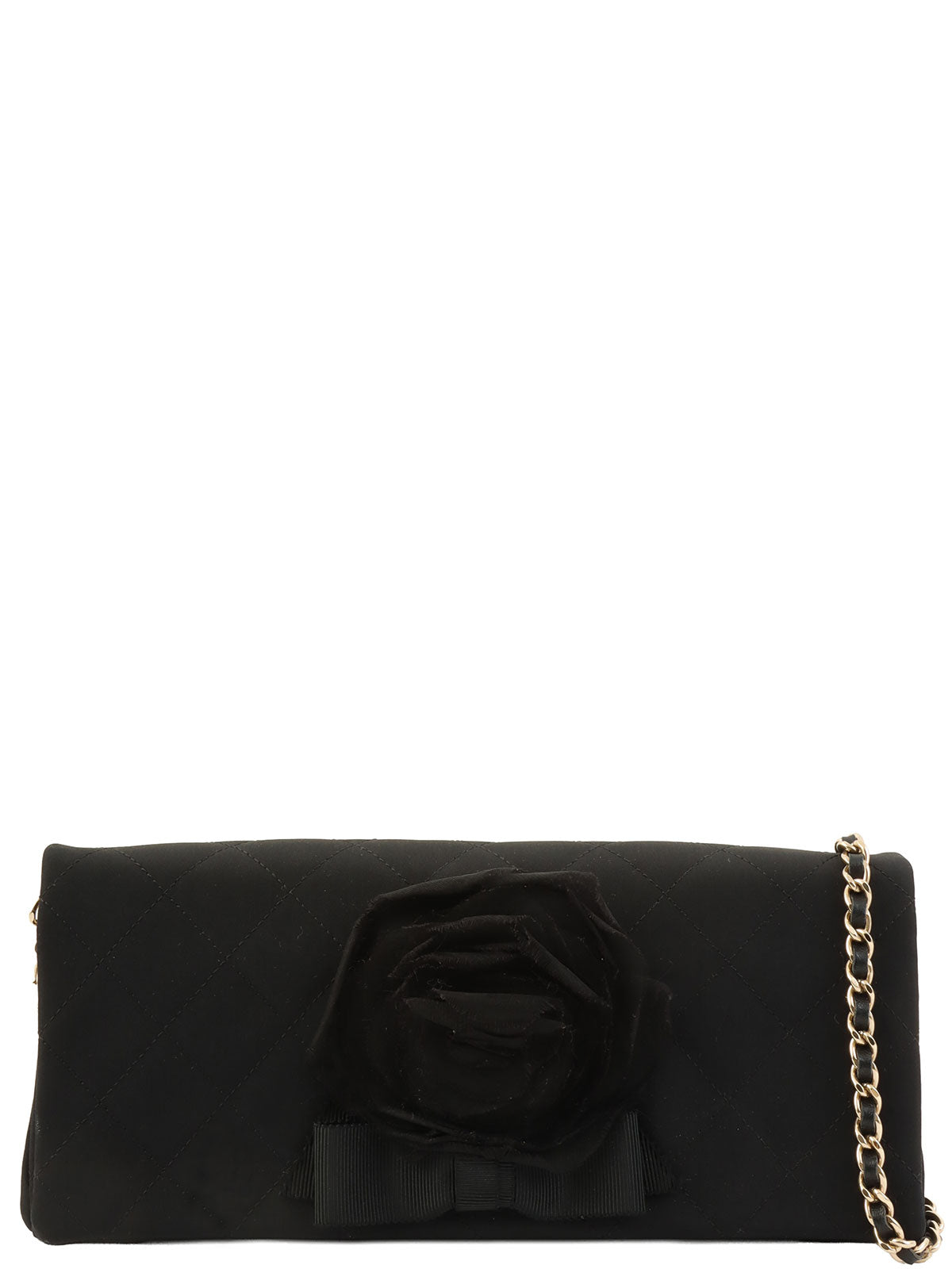 Camellia motif one-shoulder chain bag, black, made around 2005