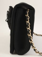 Camellia motif one-shoulder chain bag, black, made around 2005