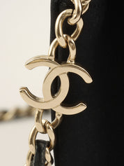 Camellia motif one-shoulder chain bag, black, made around 2005