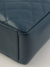 2013 Caviar Skin CC Mark Stitch Chain Tote Bag Blue