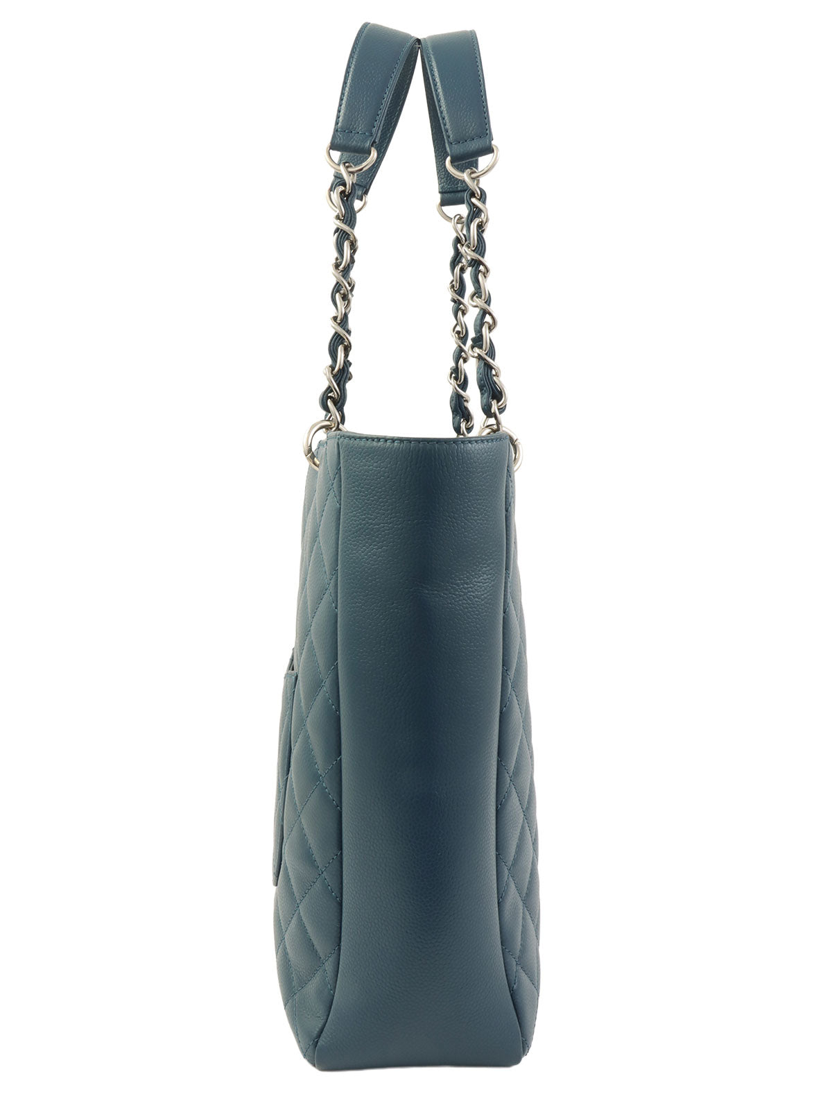 2013 Caviar Skin CC Mark Stitch Chain Tote Bag Blue